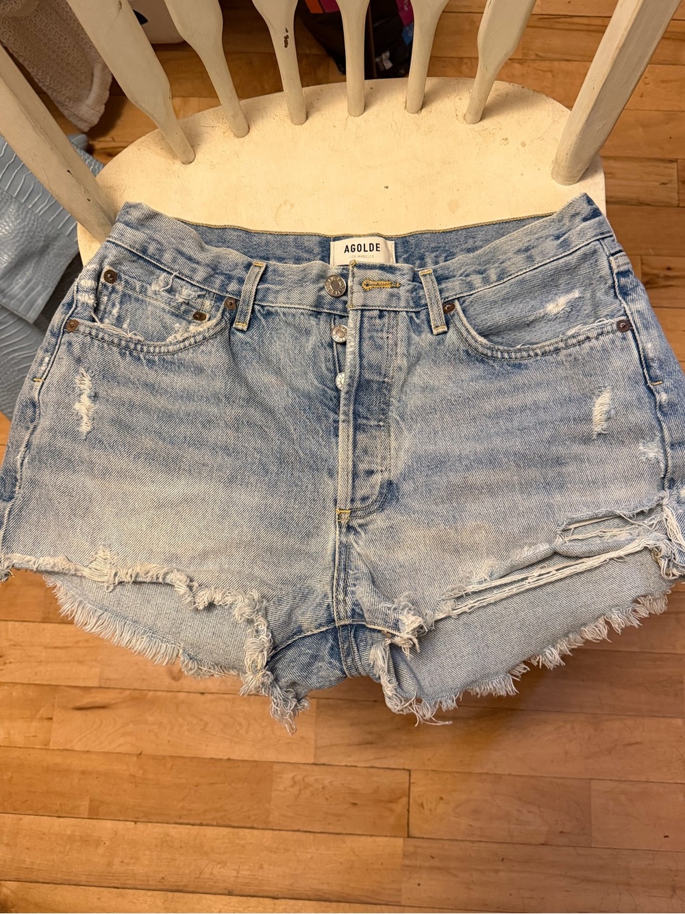 Agolde Parker Cut Off Shorts, Size 27, Light Wash